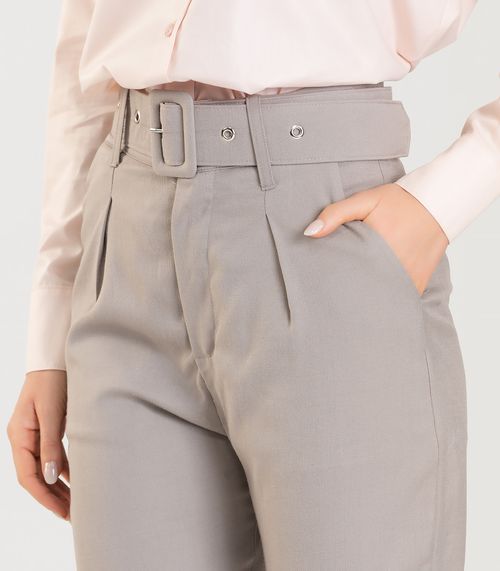 Calça Cenoura Feminina Com Cinto Dianna Baunilha