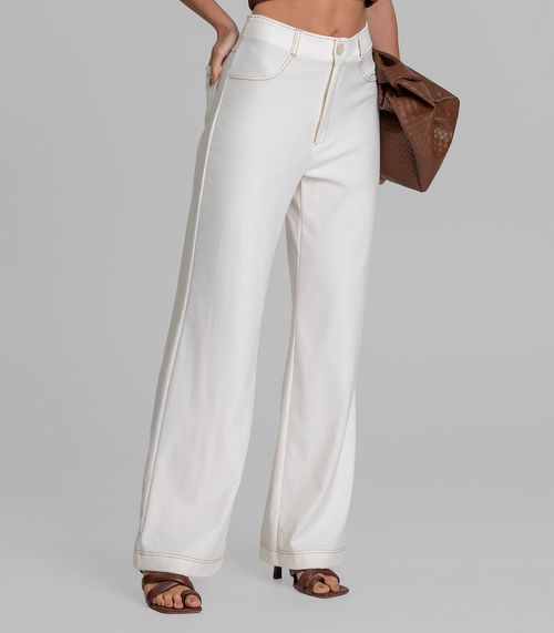 Calça Feminina Pantalona em Molecottom Dianna Bege
