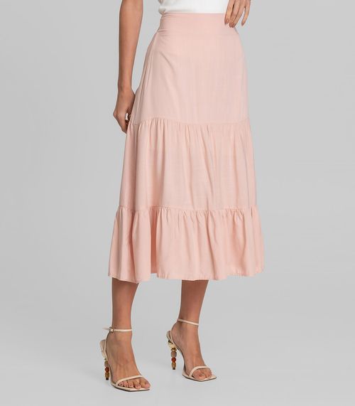 Saia Midi Feminina Duas Marias Em Viscose Dianna Marrom