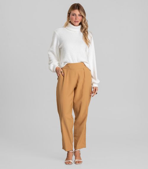 Calça Pantalona Feminina Em Alfaiataria Dianna Marrom