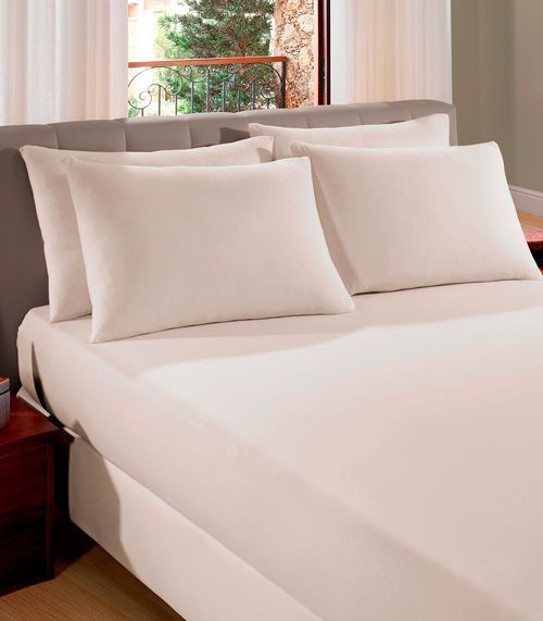 Lençol Liso King de Malha Com Elástico Vivaldi Off White