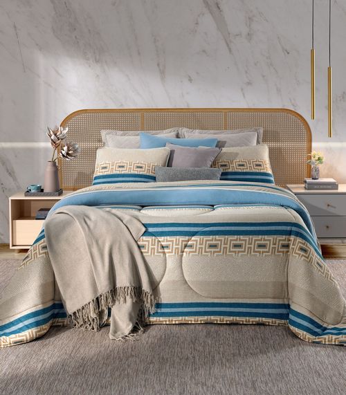 Edredom Casal Estampado Vivaldi Azul