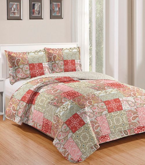 Colcha Solteiro Bouti Patchwork Microfibra Rozac Marrom