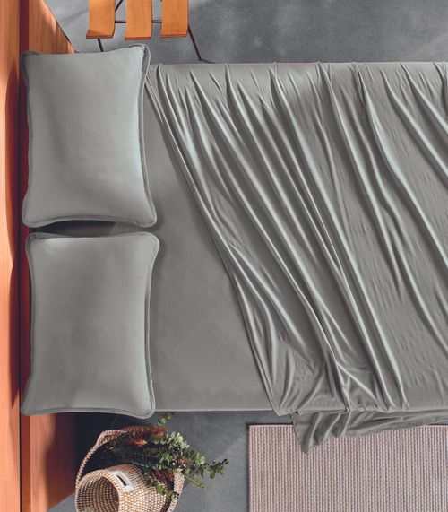 Lençol King Malha Fio Penteado Altenburg Cinza