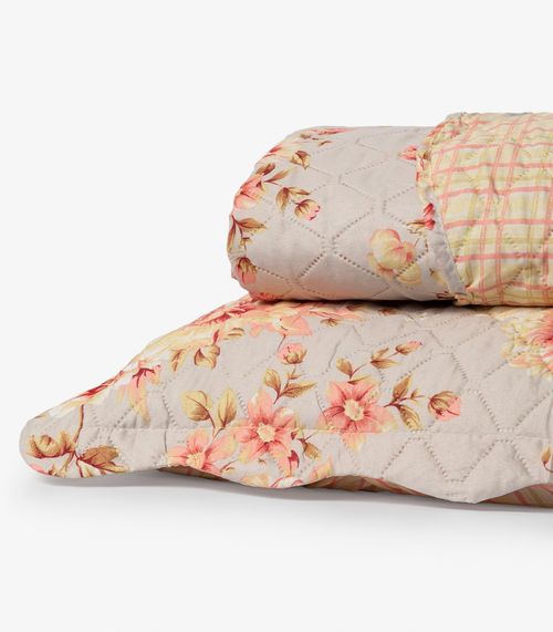 Cobreleito Queen Estampado Dupla Face Lepper Bege