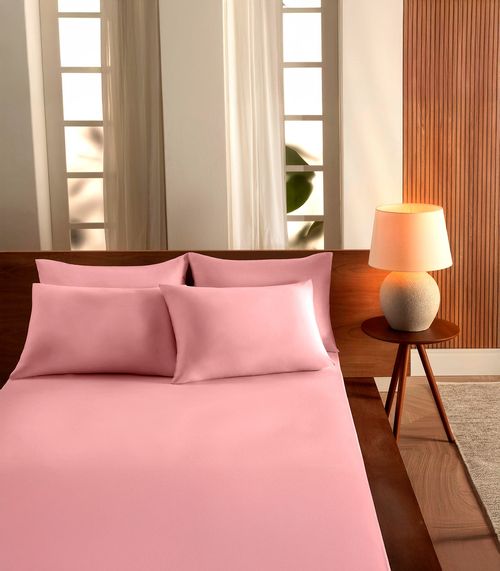 Jogo De Cama King Malha 3 Peças Liso Vivaldi Rosa