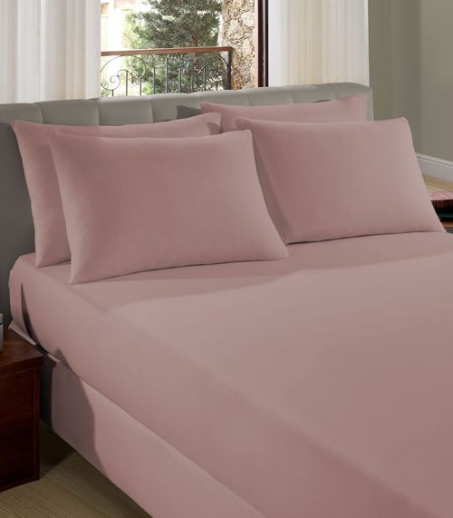 Lençol Liso King de Malha Com Elástico Vivaldi Rosa
