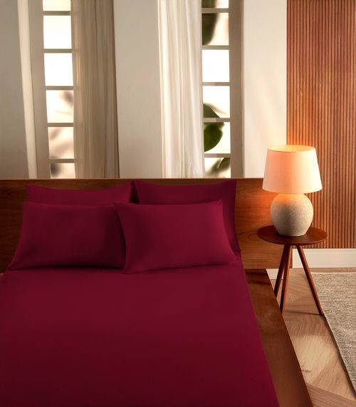 Jogo De Cama King Malha 3 Peças Liso Vivaldi Vermelho