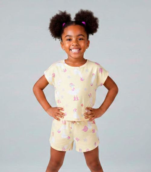 Conjunto Infantil Feminino Short E Blusa Select Amarelo
