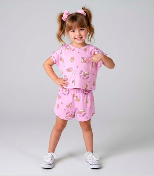 Conjunto Infantil Feminino Short E Blusa Select Rosa