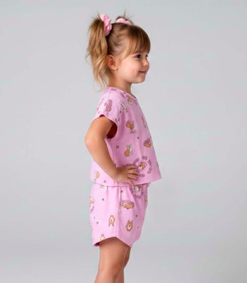Conjunto Infantil Feminino Short E Blusa Select Rosa