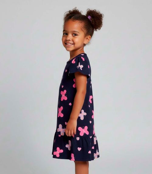 Vestido Infantil Com Babado Franzido Select Azul