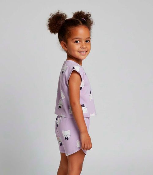 Conjunto Infantil Feminino Short E Blusa Select Roxo