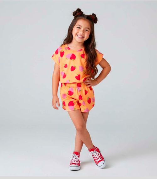 Conjunto Infantil Feminino Short E Blusa Select Laranja