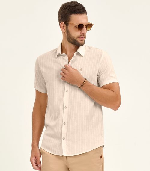 Camisa Masculina Manga Curta Diametro Bege