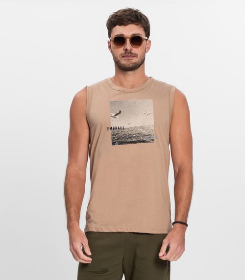 Regata Masculina Meia Malha Diametro Marrom