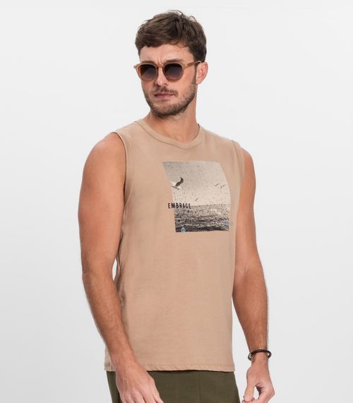 Regata Masculina Meia Malha Diametro Marrom