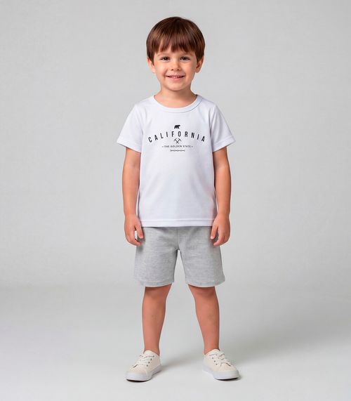 Conjunto Infantil Masculino Com Estampa Localizada Branco