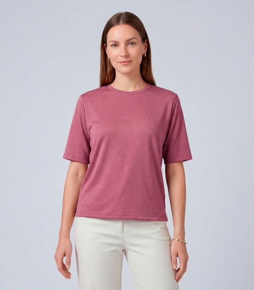 Blusa Feminina 100% Poliéster Básica Infinita Cor Rosa