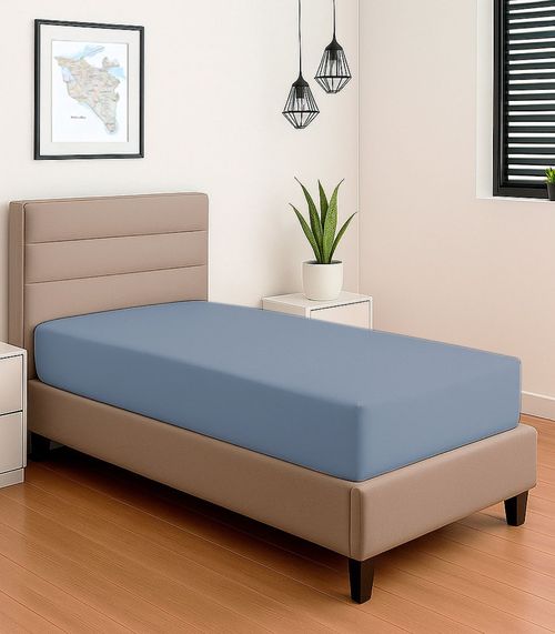 Lençol Liso Solteiro Com Elástico Vivaldi Azul