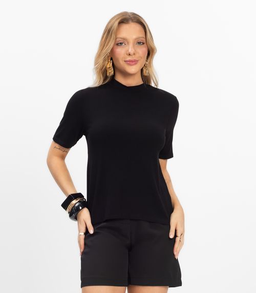 Blusa Feminina Básica em Malha Visco Rovitex Preto