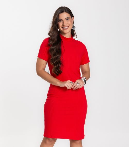 Vestido Feminino Canelado Infinita Cor Vermelho
