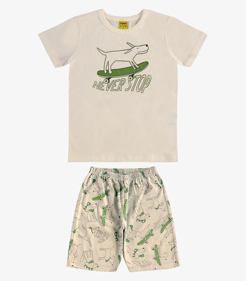 Pijama Meia Malha Rovi Kids Bege