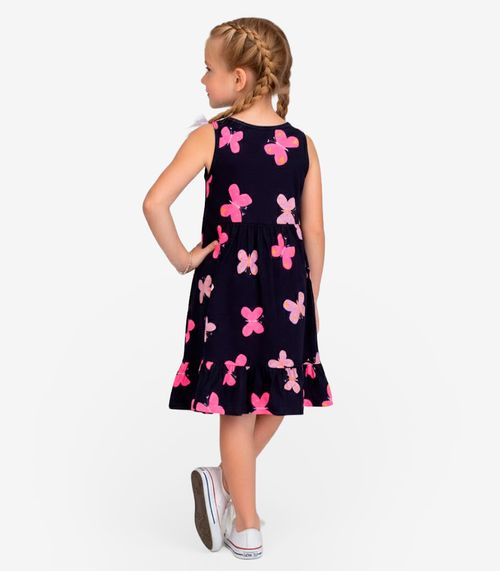 Vestido Infantil em Meia Malha Penteada Select Azul