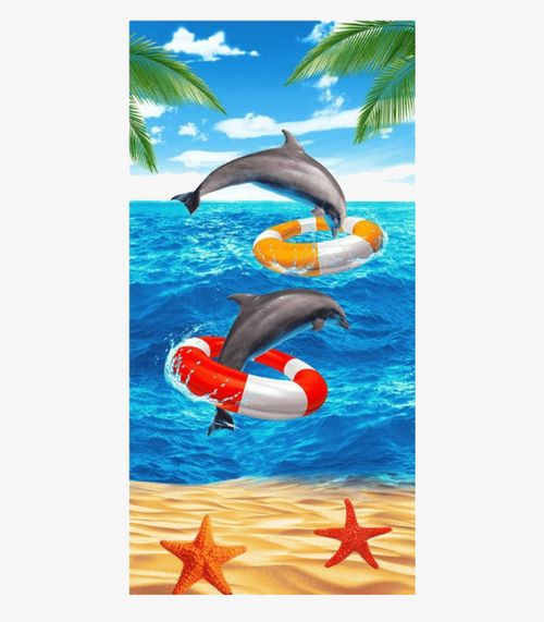 Toalha De Praia Estampada Toque Aveludado Rozac Azul