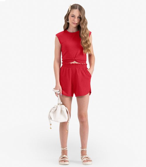 Conjunto Regata e Shorts Molecotton Lurex Minty Vermelho