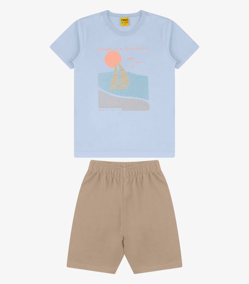 Conjunto Camiseta com Bermuda Menino Rovi Kids Azul