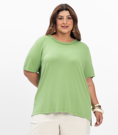 Blusa Manga Curta Feminina Plus Size Secret Glam Verde