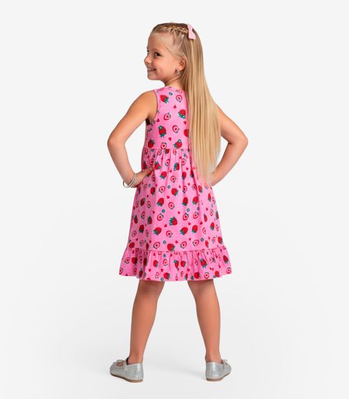 Vestido Infantil em Meia Malha Penteada Select Vermelho