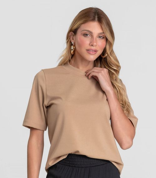 Blusa Feminina em Malha Acetinada Dianna Bege