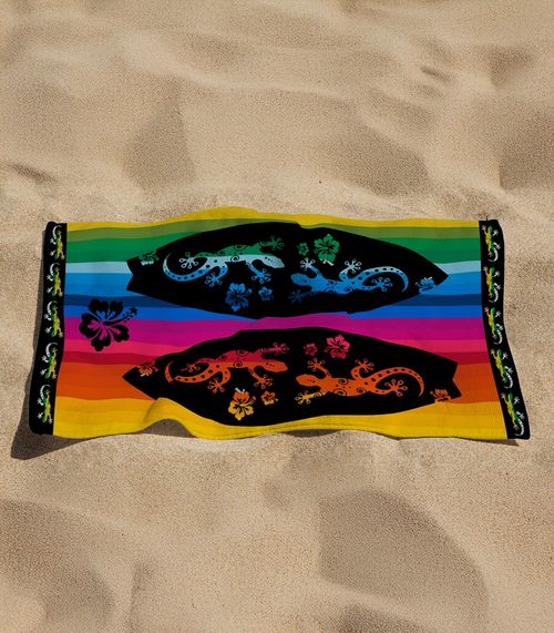 Toalha De Praia Estampada Toque Aveludado Rozac Preto