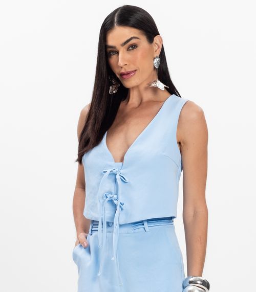 Conjunto Feminino Curto Em Alfaiataria Select Azul