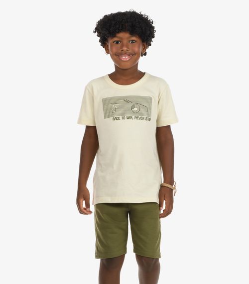 Conjunto Camiseta com Bermuda Menino Rovi Kids Bege