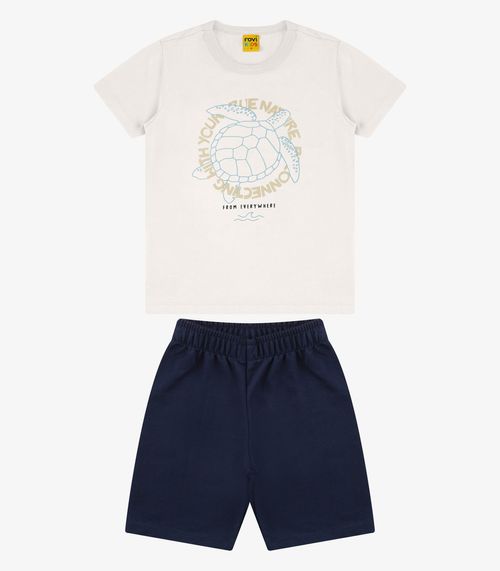 Conjunto Camiseta com Bermuda Menino Rovi Kids Bege