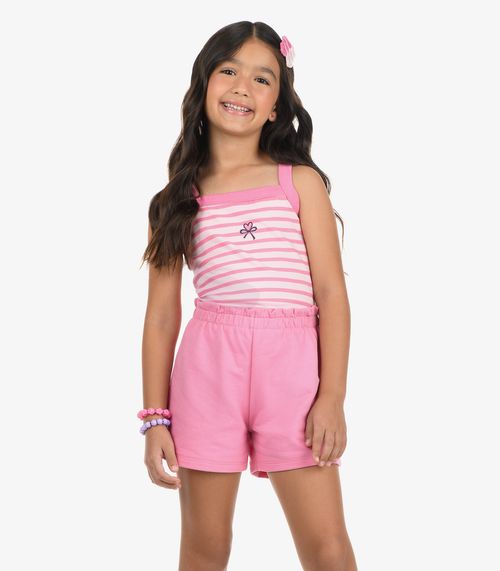 Conjunto Regata Com Shorts Cotton Rovi Kids Rosa