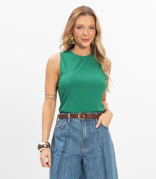 Regata Feminina Ribana Canelada Rovitex Verde