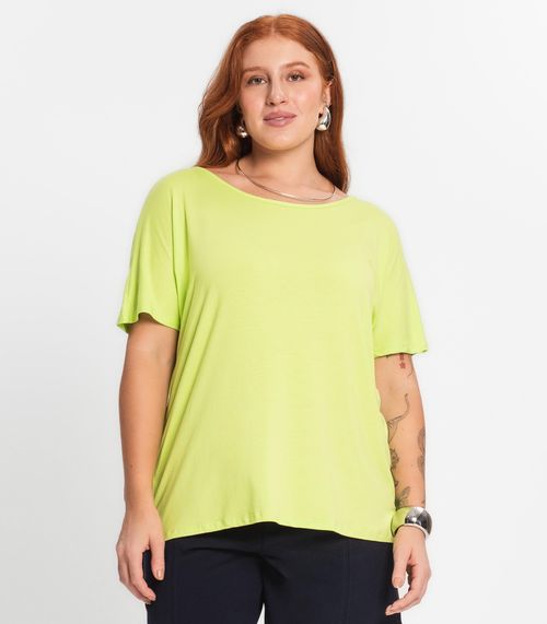 Blusa Manga Curta Feminina Plus Size Secret Glam Verde