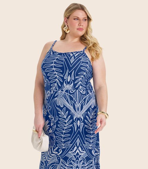 Vestido Midi Plus Size Secret Glam Azul