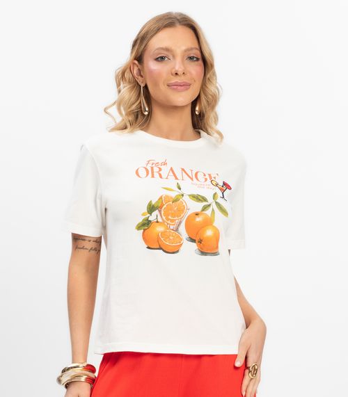 T- Shirt Meia Malha Feminina Rovitex Bege