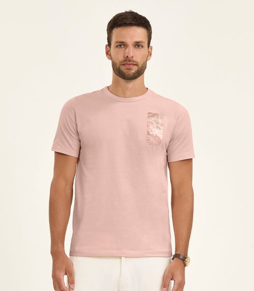Camiseta Masculina Manga Curta Meia Malha Diametro Rosa