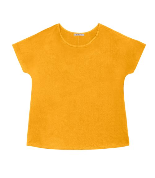 Blusa Manga Curta Feminina Plus Size Secret Glam Amarelo