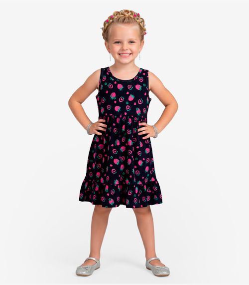 Vestido Infantil em Meia Malha Penteada Select Azul