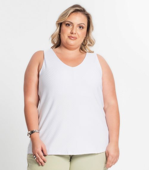Regata Feminina Plus Size Secret Glam Branco