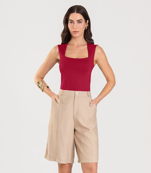 Blusa Feminina Com Decote Quadrado Dianna Vermelho