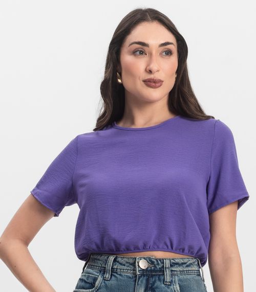 Blusa Feminina Manga Curta Infinita Cor Roxo