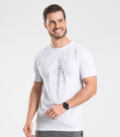 Camiseta Meia Malha Masculina Diametro Branco